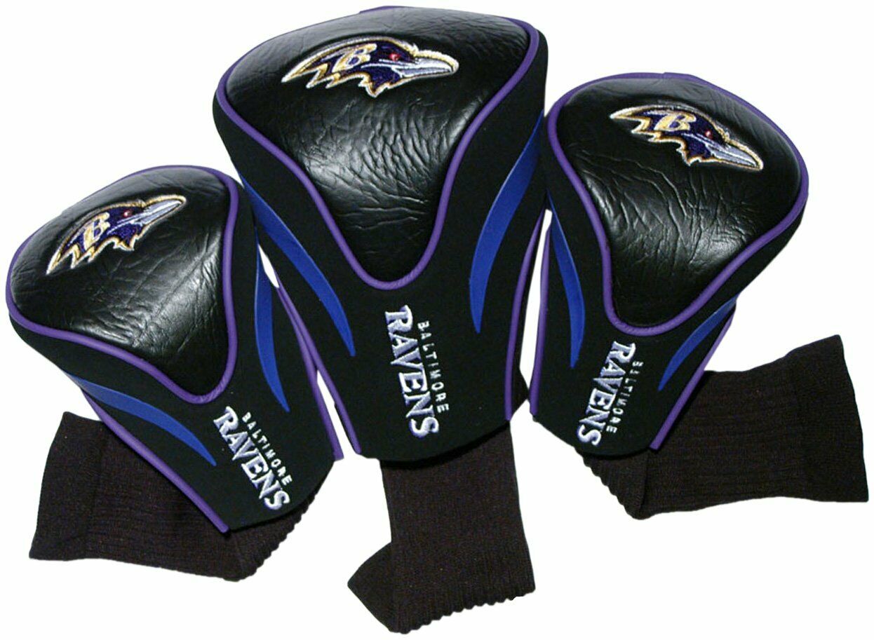 Team Golf NFL Baltimore Ravens Contour Golf Club Headcovers 3-Pack