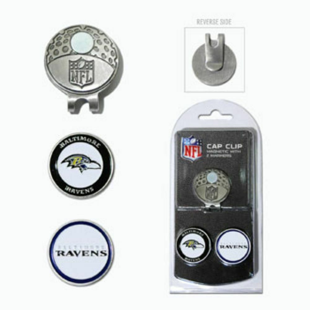 Team Golf NFL Baltimore Ravens Golf Cap Clip 2 Magnetic Ball Markers