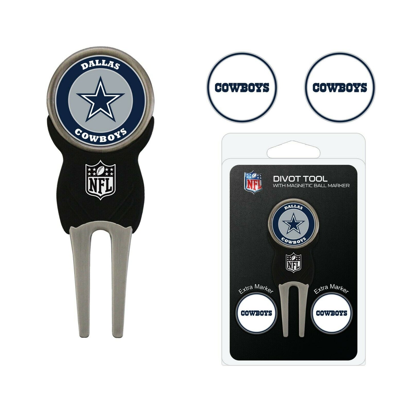 Team Golf NFL Dallas Cowboys Divot Tool with 3 Golf Ball Markers Set