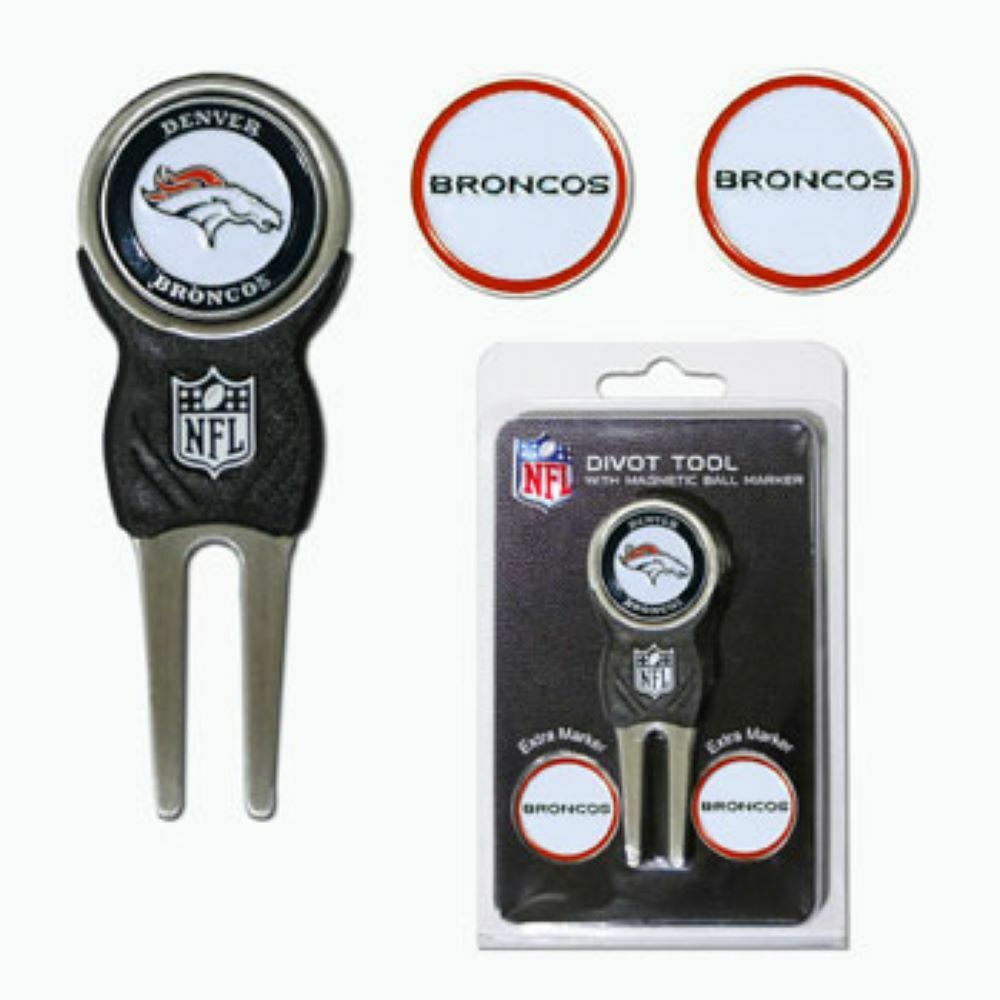 Team Golf NFL Denver Broncos Divot Tool 3 Golf Ball Markers Set