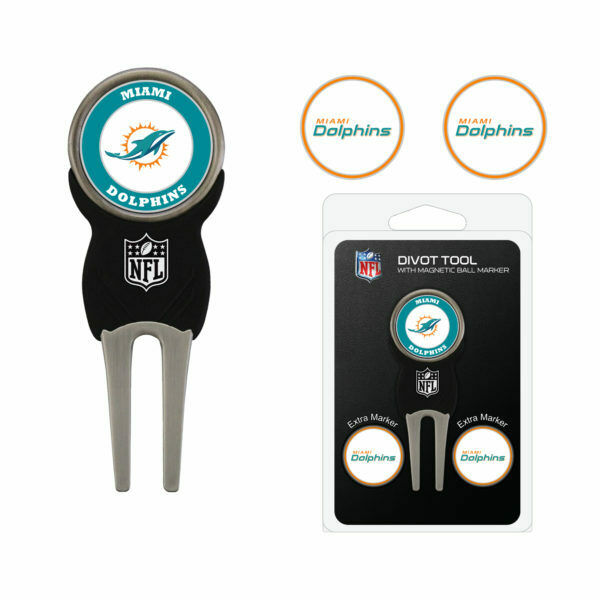 Team Golf NFL Miami Dolphins Divot Tool with 3 Golf Ball Markers Set