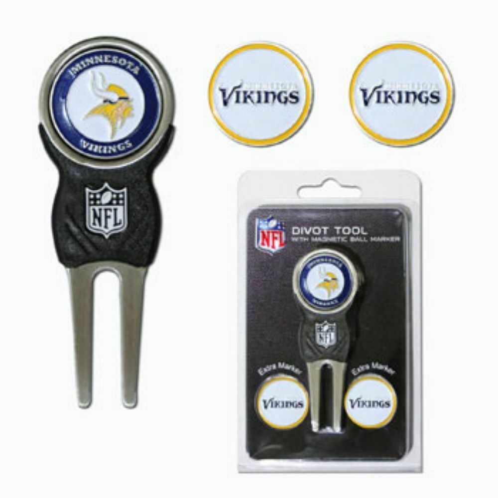 Team Golf NFL Minnesota Vikings Divot Tool with 3 Golf Ball Markers Set