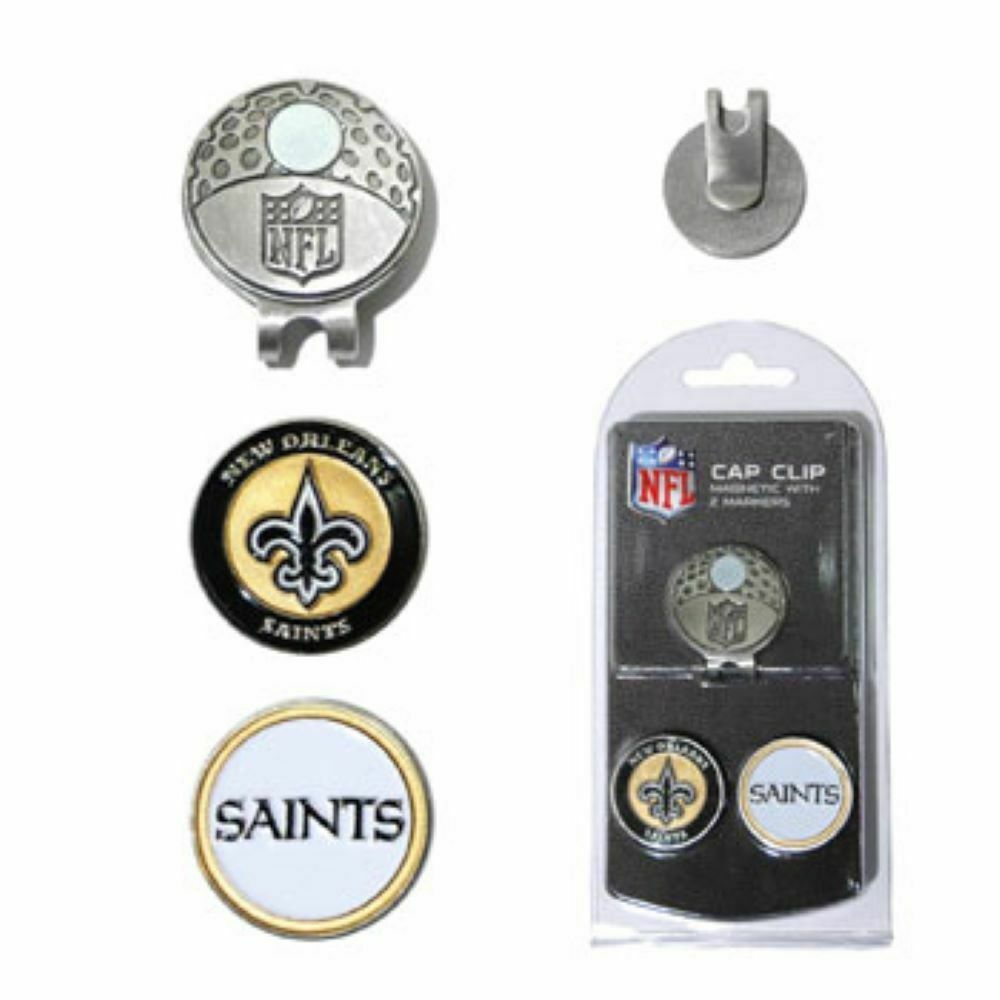 Team Golf NFL New Orleans Saints Golf Cap Clip 2 Magnetic Ball Markers