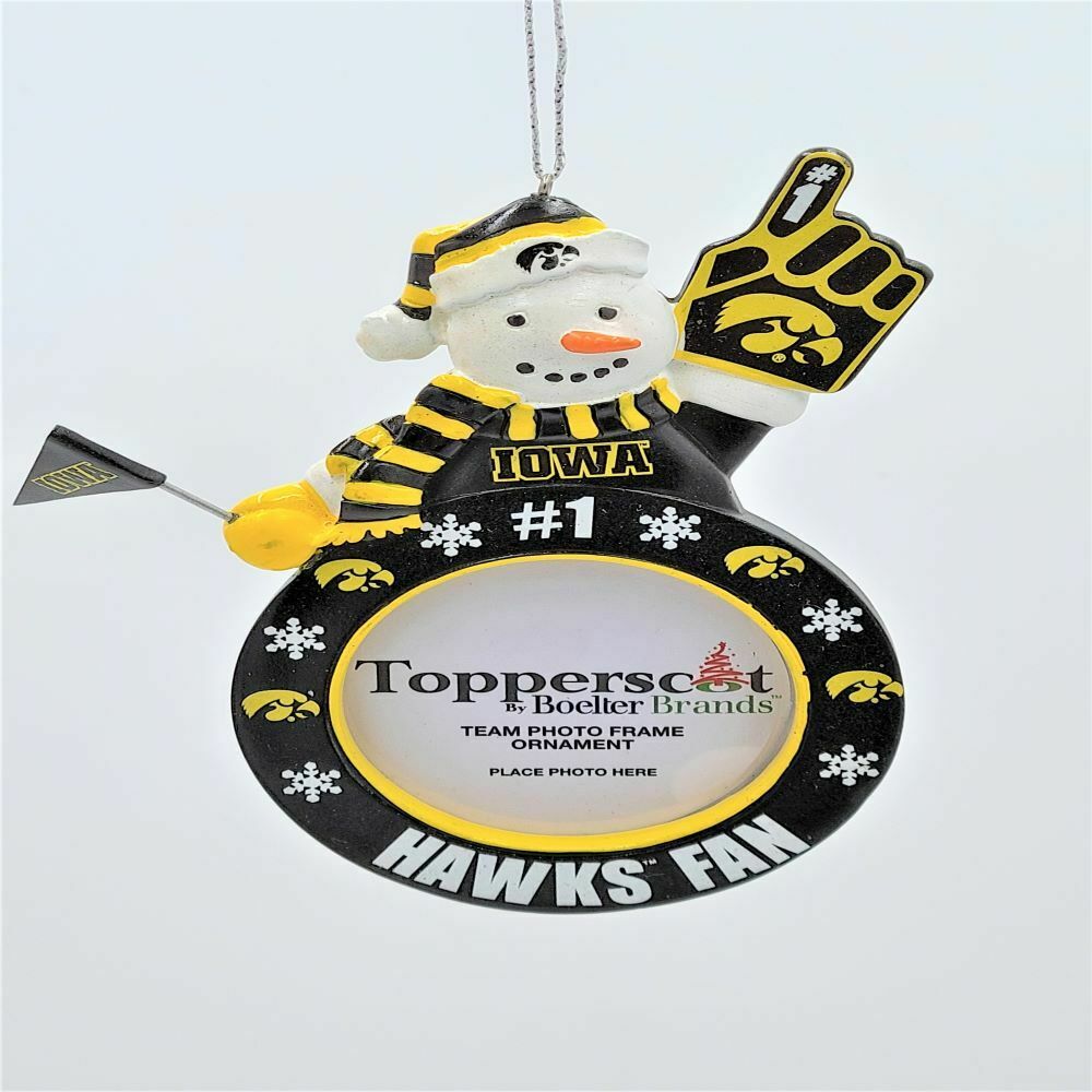 Topperscot NCAA Iowa Hawkeyes Snowman Photo Frame Ornament