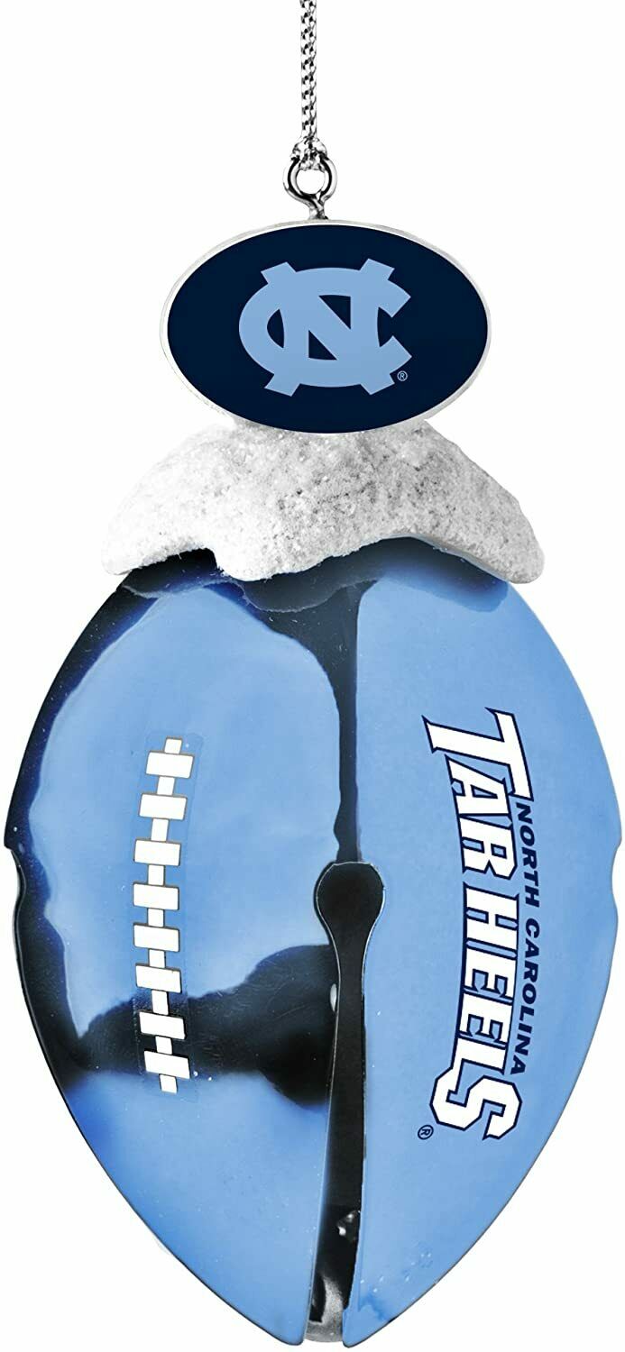 Topperscot NCAA North Carolina Tar Heels Snow on Football Bell Ornament