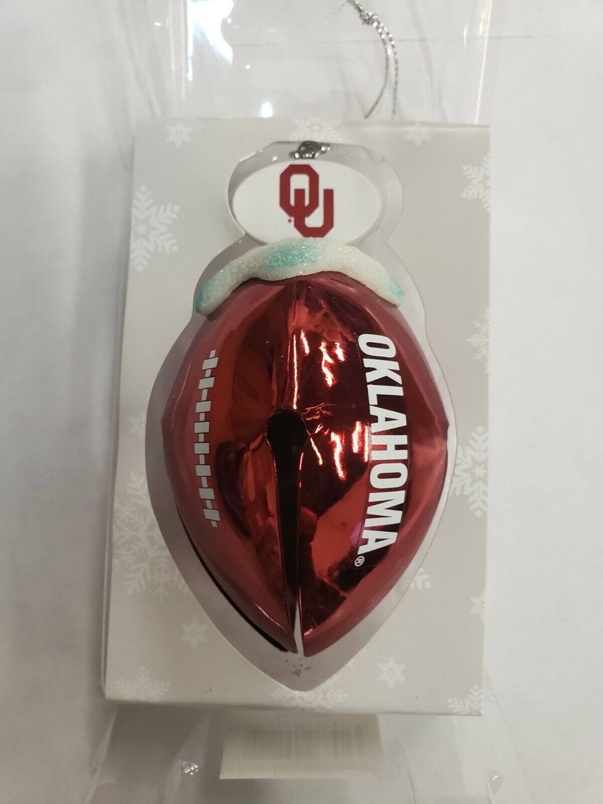 Topperscot NCAA Oklahoma Sooners Snow on Football Bell Ornament