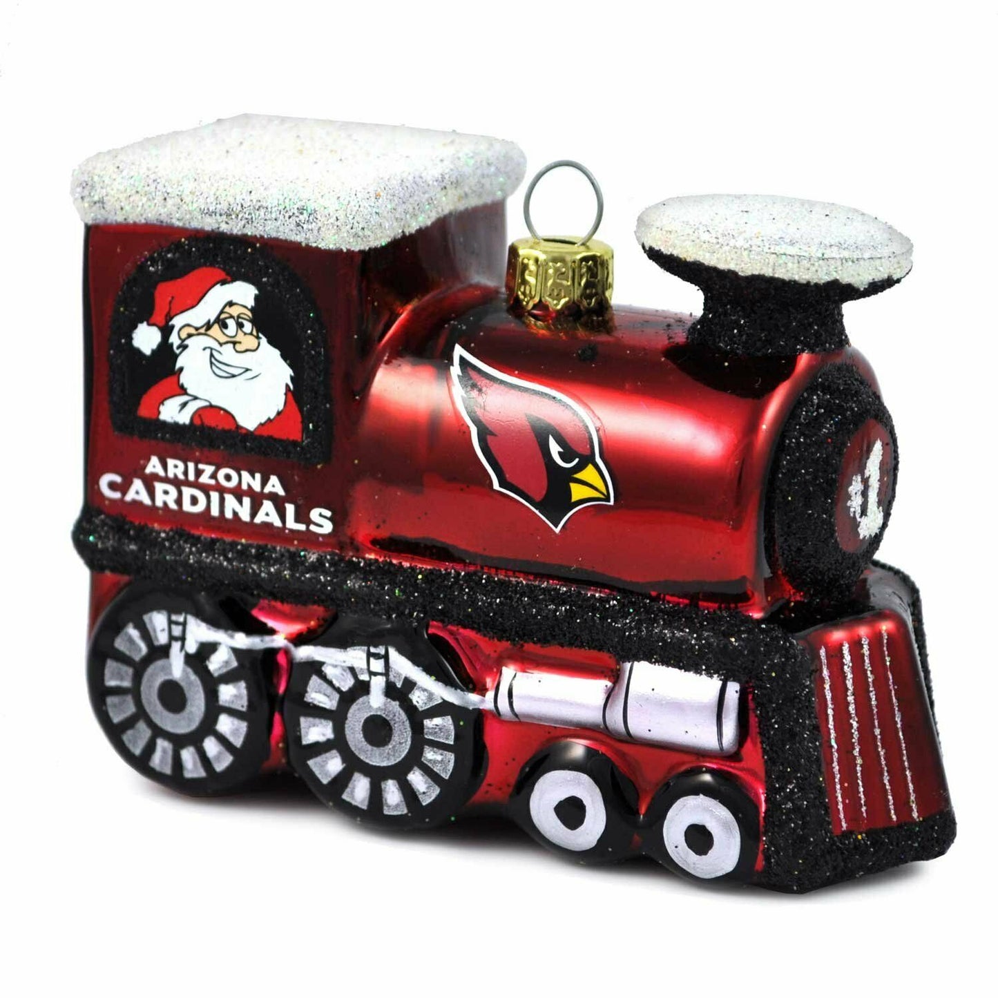 Topperscot NFL Arizona Cardinals Blown Glass Santa & Rudolph Train Ornament