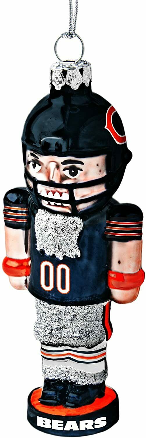Topperscot NFL Chicago Bears Blown Glass Player Nutcracker Ornament