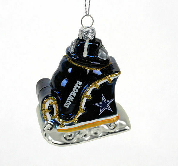 Topperscot NFL Dallas Cowboys Blown Glass Sleigh Christmas Ornament