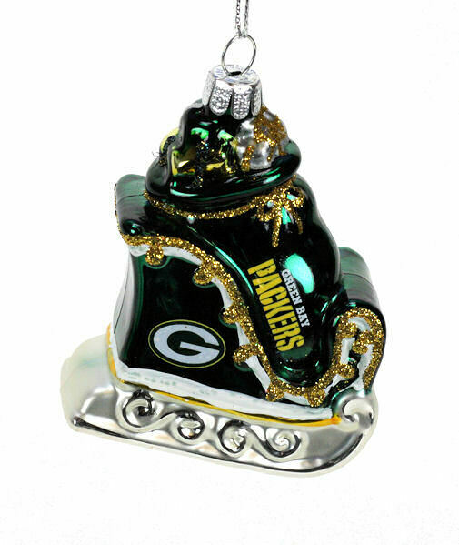 Topperscot NFL Green Bay Packers Blown Glass Sleigh Ornament