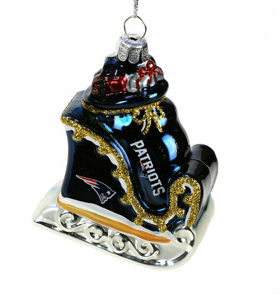 Topperscot NFL New England Patriots Blow Glass Sleigh Ornament