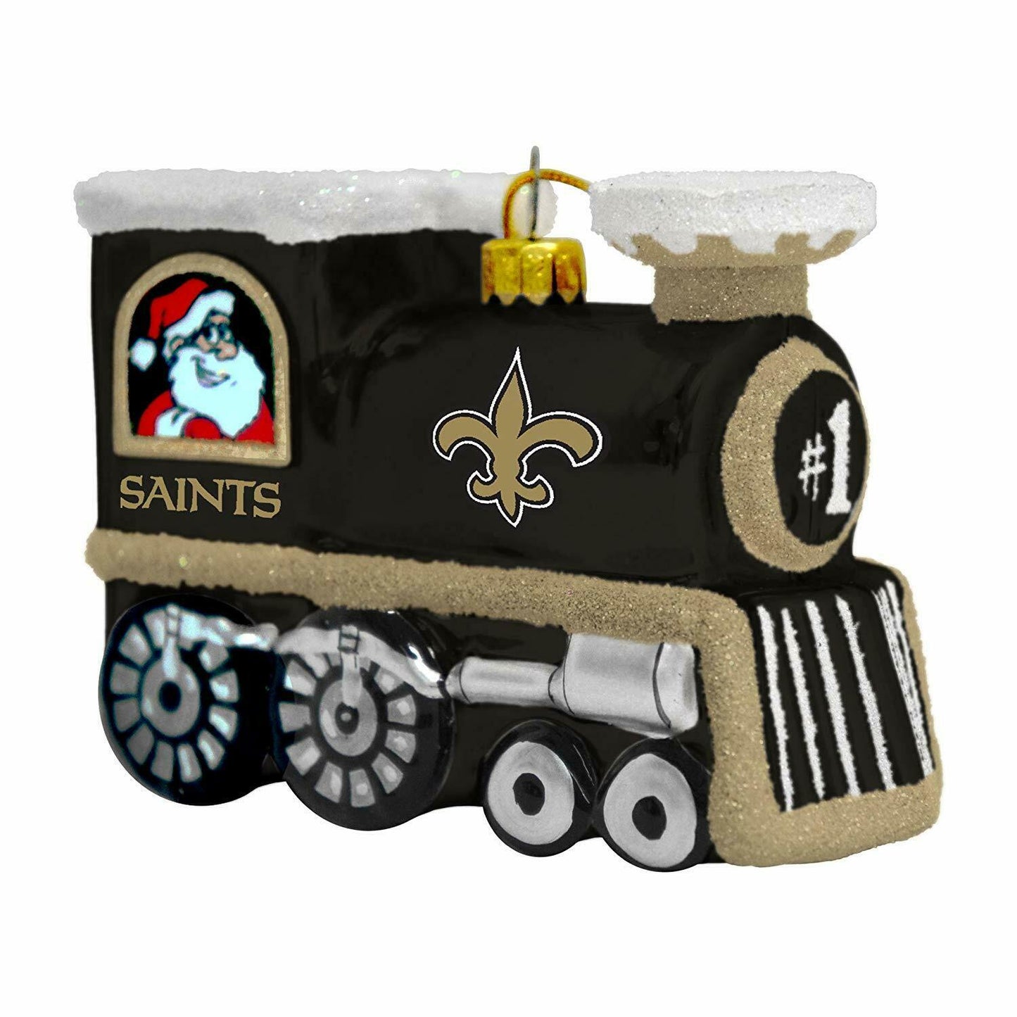 Topperscot NFL New Orleans Saints Santa Blown Glass Train Ornament
