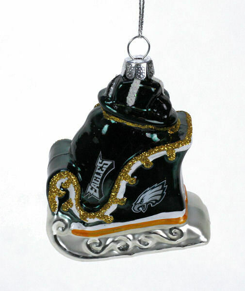 Topperscot NFL Philadelphia Eagles Blown Glass Sleigh Christmas Ornament