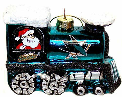 Topperscot NHL San Jose Sharks Blown Glass Santa Train Ornament