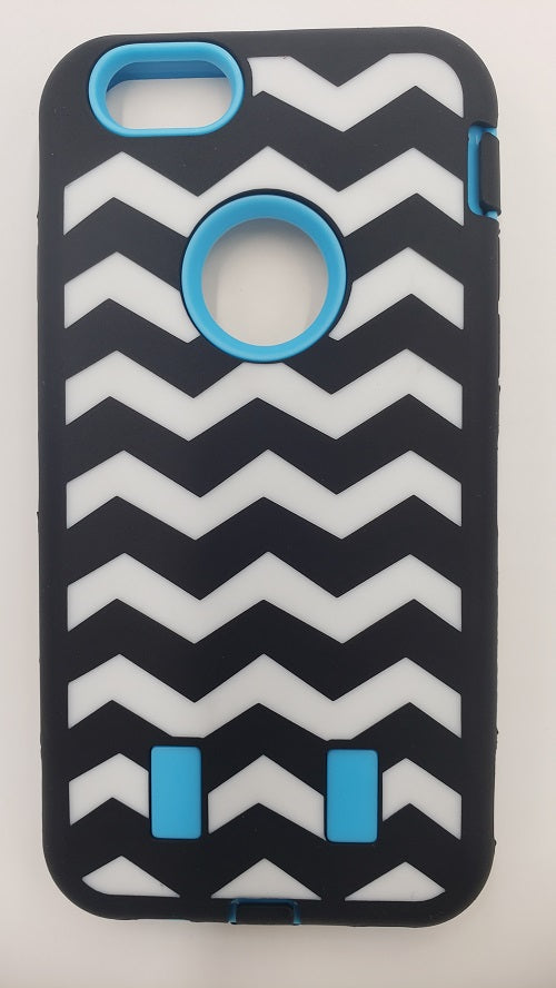 GSA Tri-Color Chevron Hybrid Case For iPhone 6 and 6s - BK/BL/WT