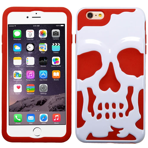 MyBat APPLE iPhone 6 Plus Skullcap Hybrid Protector Cover - Retail Packaging - Ivory/Red/White