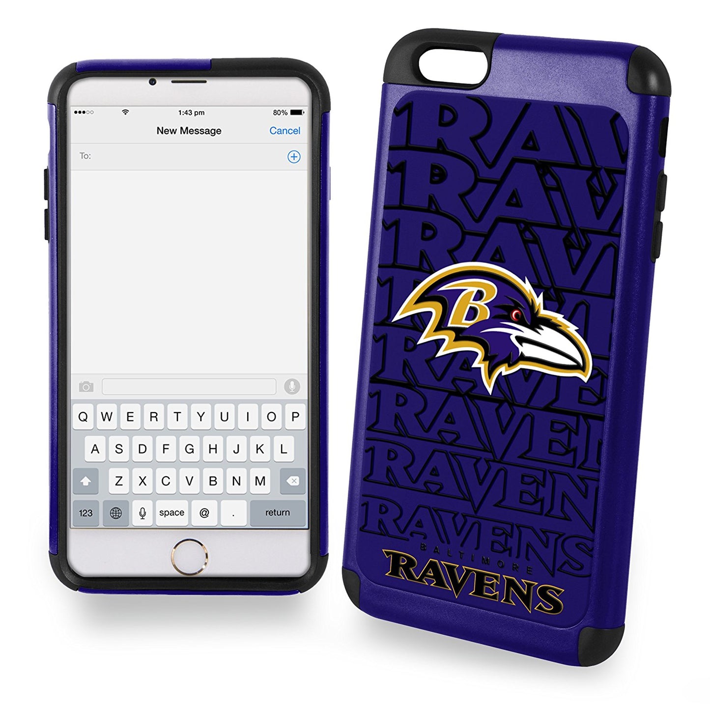FOCO NFL Licensed Baltimore Ravens Dual Hybrid Case for iPhone 6 Plus/6s Plus