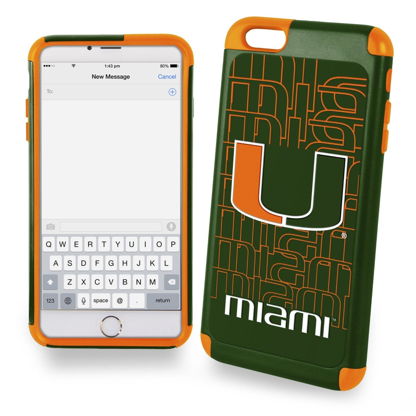 FOCO NCAA University of Miami Hurricanes Hybrid Case for iPhone 6 Plus/6s Plus