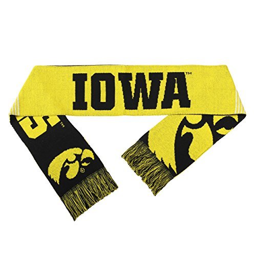 FOCO NCAA Licensed Iowa Hawkeyes Reversible Split Logo Scarf