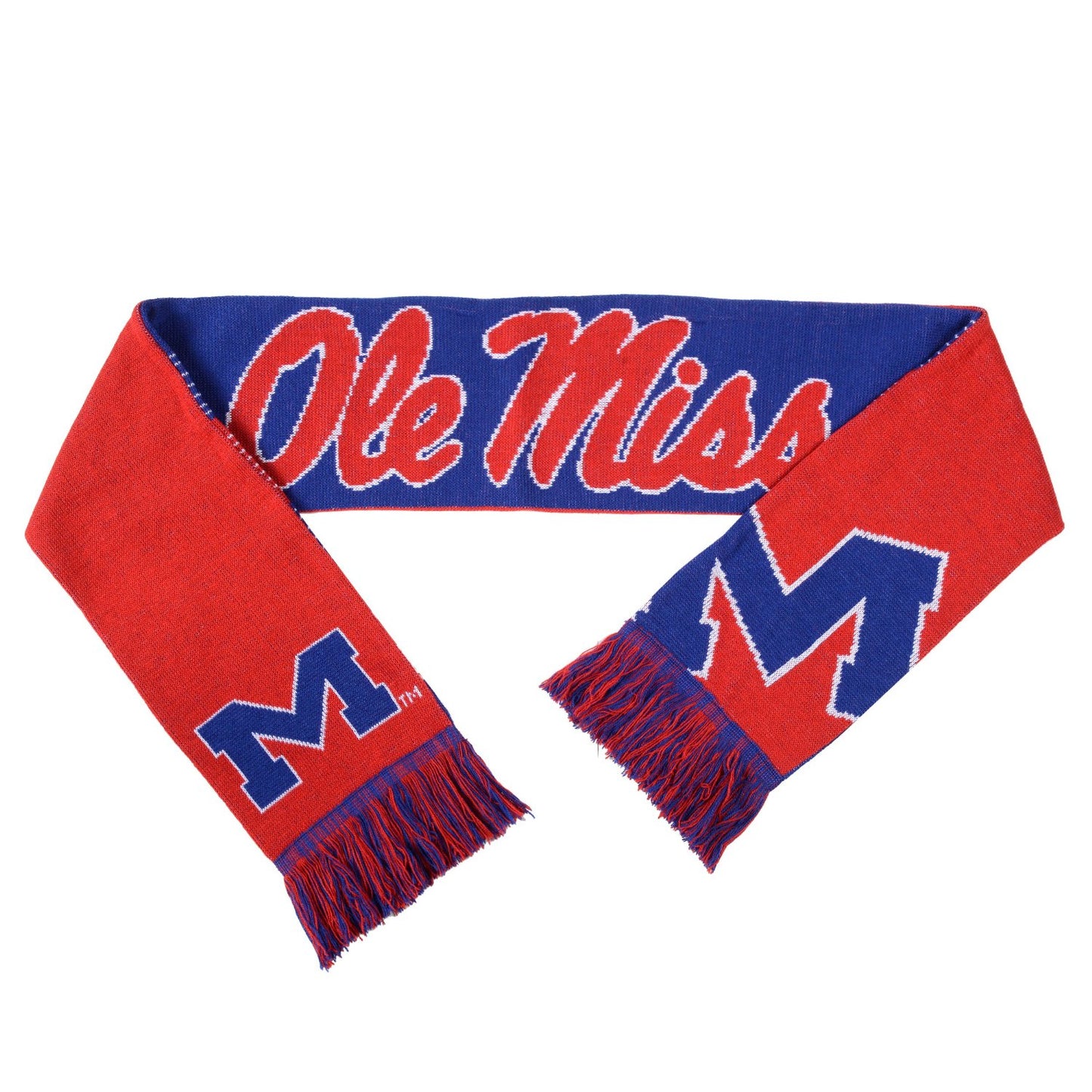 FOCO NCAA Licensed Mississippi Ole Miss Rebels Reversible Split Logo Scarf