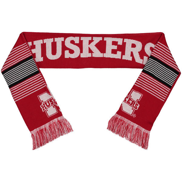 FOCO NCAA Nebraska Corn Huskers Reversible Split Logo Scarf 66"