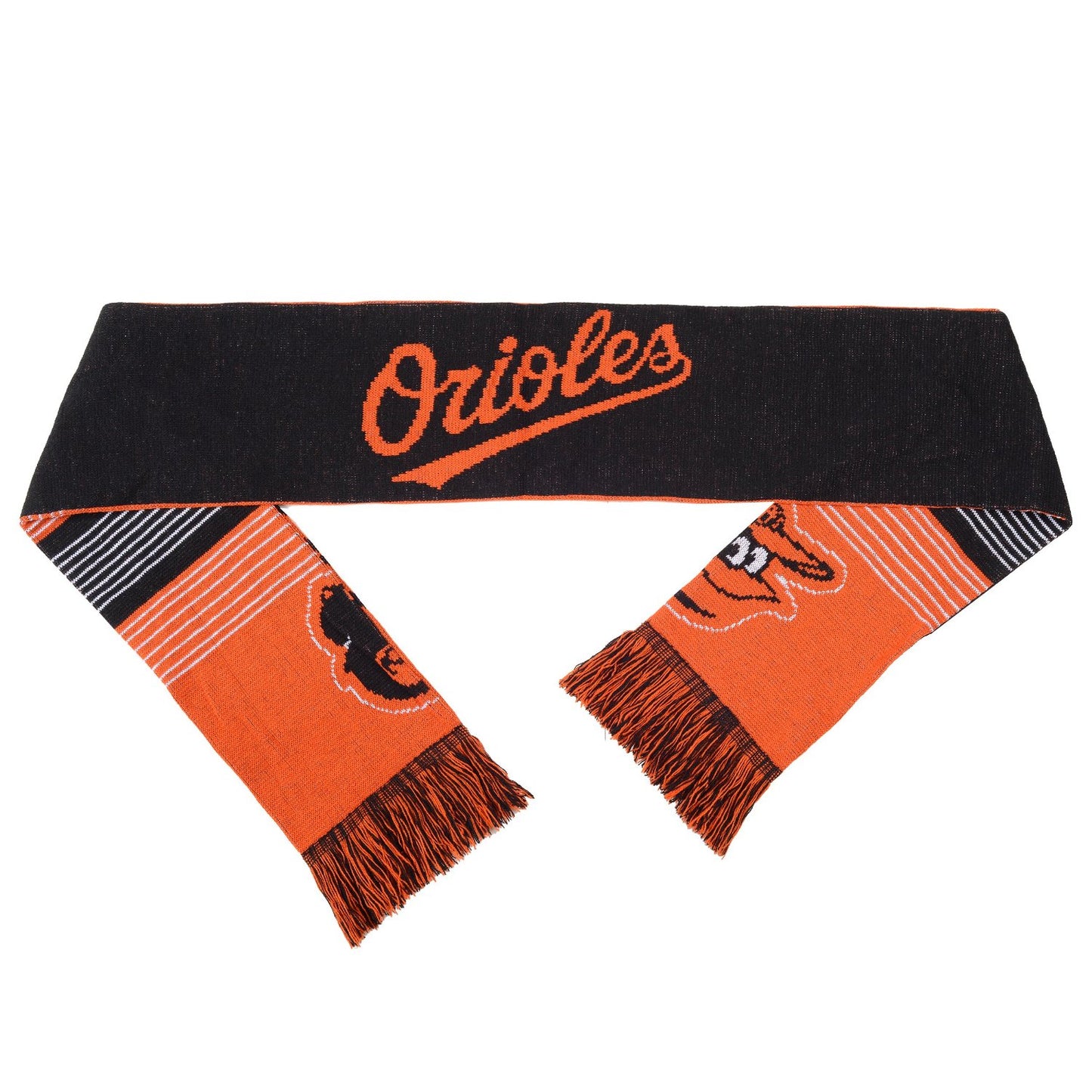 FOCO MLB Licensed Baltimore Orioles Reversible Stripe Logo Scarf