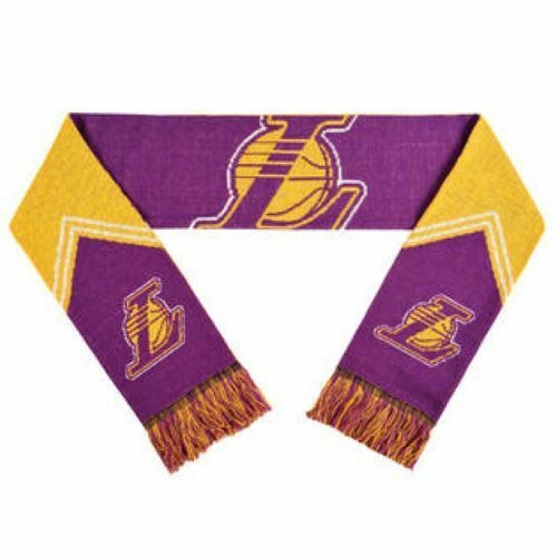 FOCO NBA Licensed Los Angeles Lakers Reversible Stripe Logo Scarf 66"