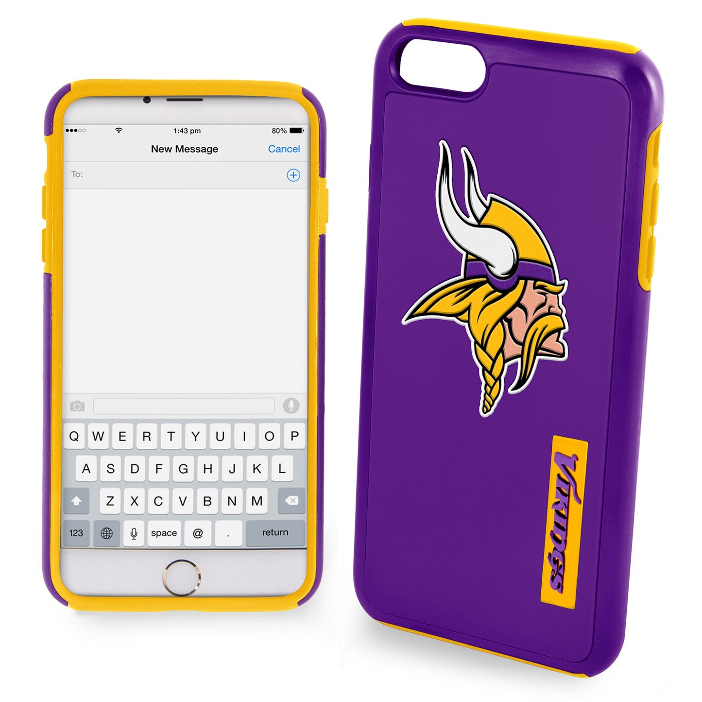 FOCO NFL Minnesota Vikings Dual Hybrid Case for iPhone 8+, 7+, 6+, 6S+ (5.5")