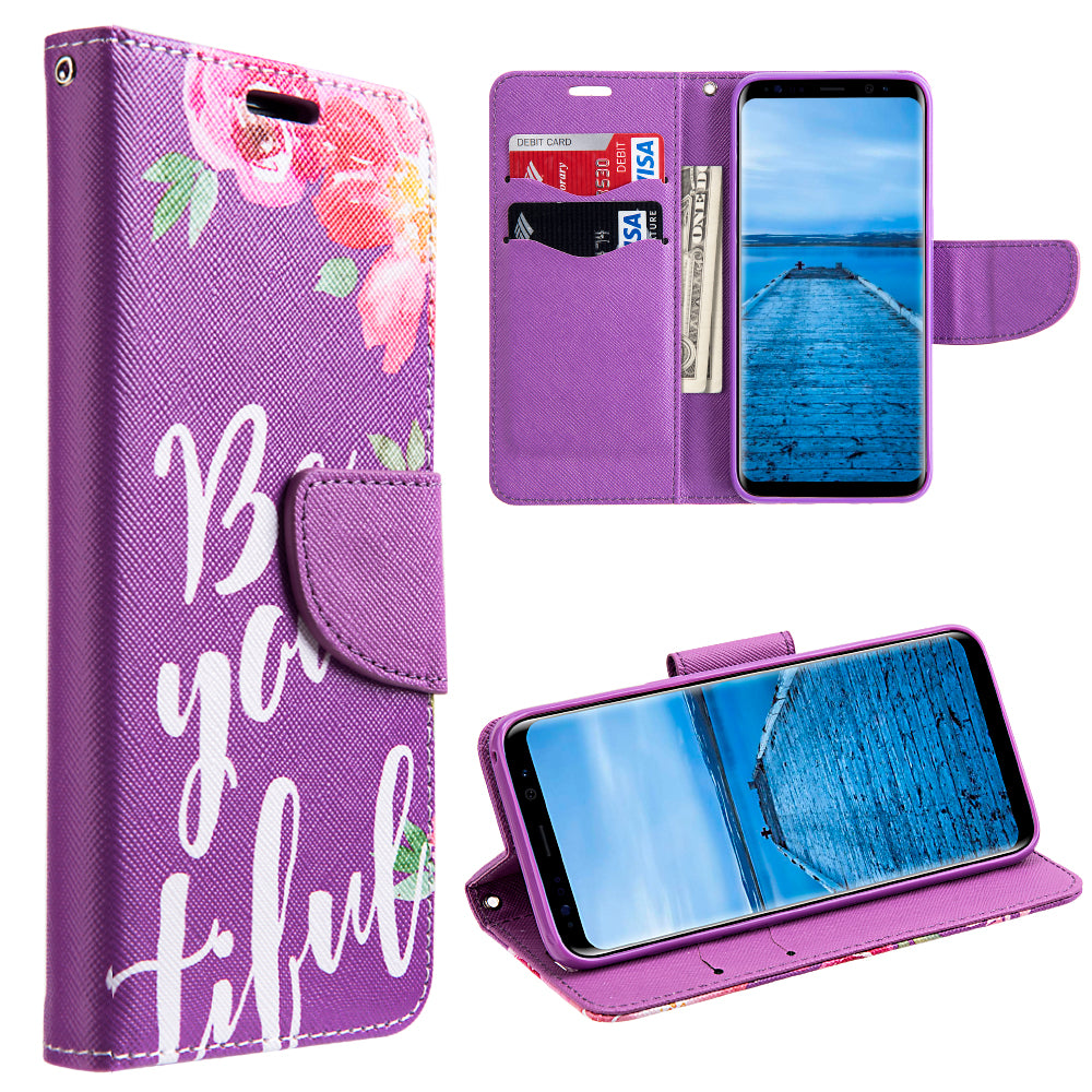 GSA BeYouTiful Folio Flip Wallet Case For Samsung Galaxy S8 Plus - Purple