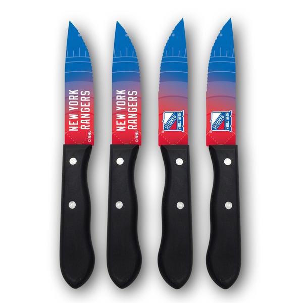 Sports Vault NHL New York Rangers Logo Steak Knives Set of Four