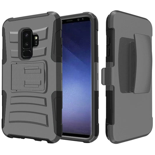 GSA Kickstand Hybrid Case w/Holster Clip for Samsung Galaxy S9 Plus - Grey/Black