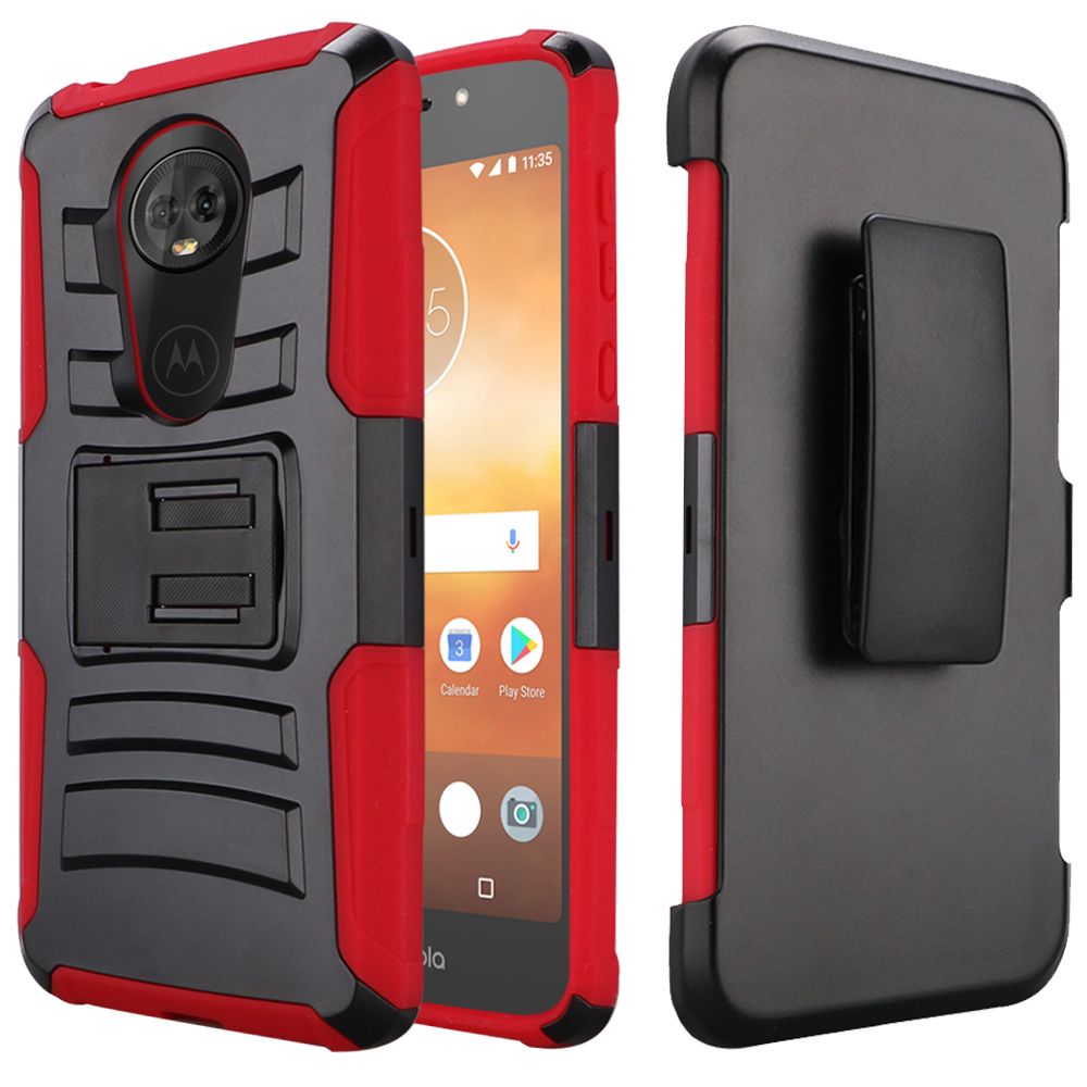 GSA Hybrid Holster Case For Motorola Moto E5 Supra E5 Plus Red/Black