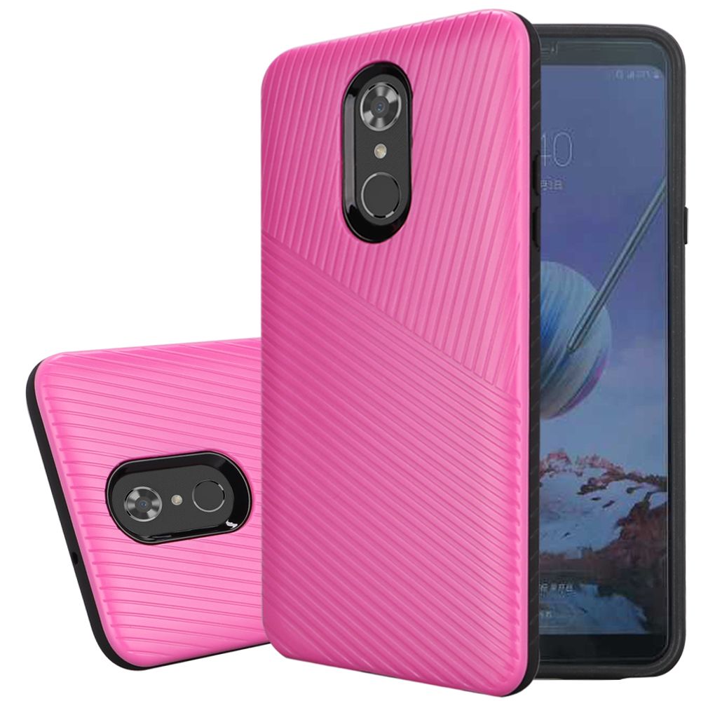 GSA Textured Embossed Lines Cover Case for LG Stylo 4 - Hot Pink