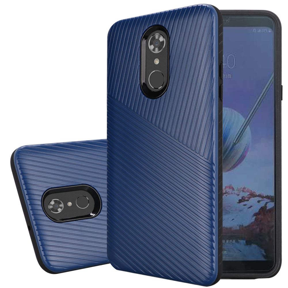 GSA Textured Embossed Lines Cover Case for LG Stylo 4 - Blue