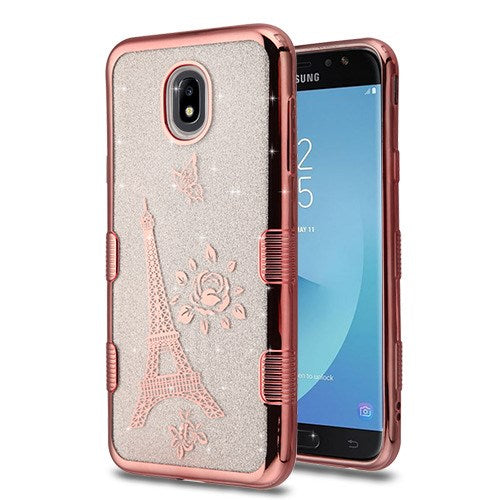 GSA Electroplated Eiffel Tower Case For Samsung Galaxy J7 2018 , J737 Rose Gold