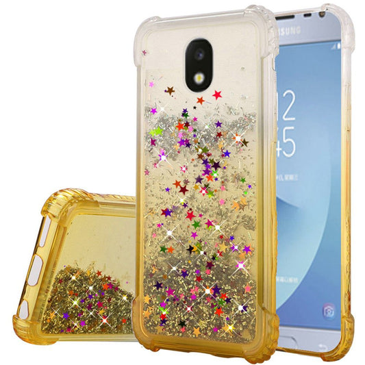 GSA Liquid Glitter Gradient Candy Case For Samsung Galaxy J7 (2018), J737, Refine, Gold