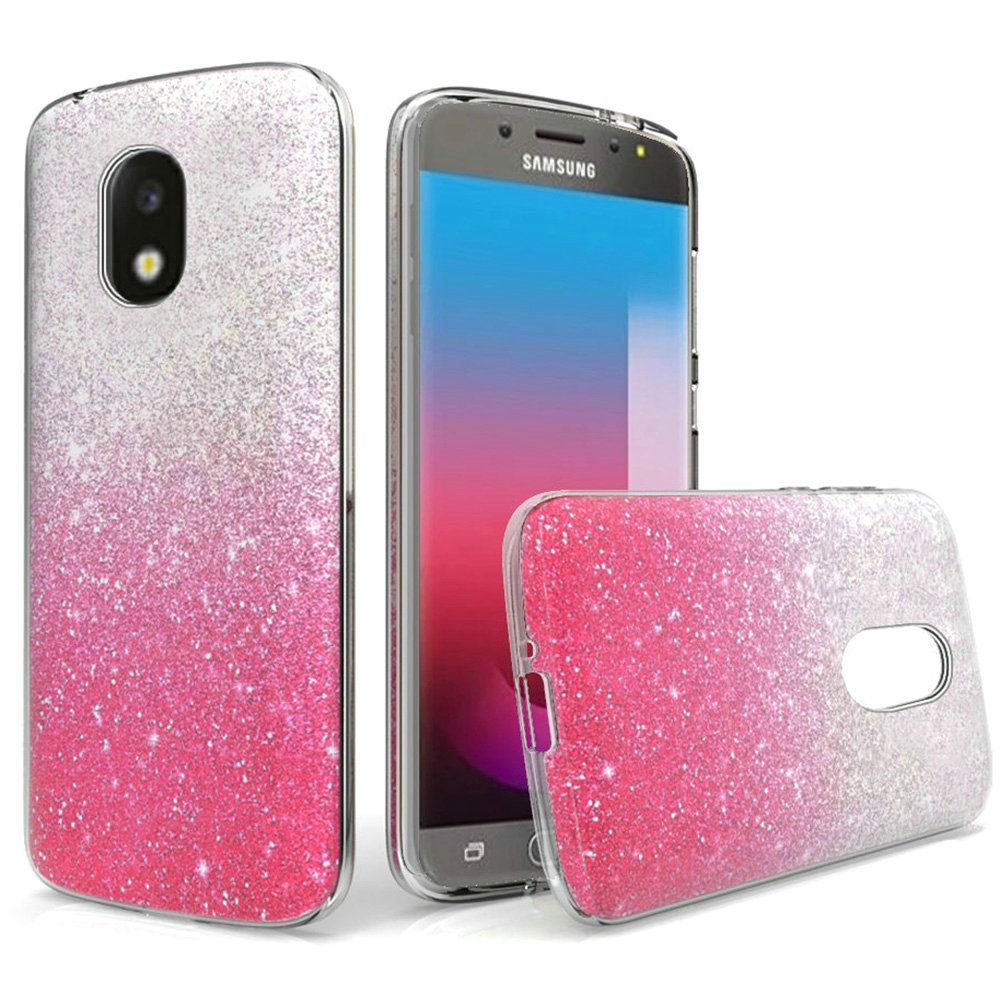 GSA Gradient Glitter Hybrid Candy Case For Samsung Galaxy J7 (2018), J737, Refine, J7 Star Hot Pink