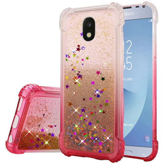 GSA Liquid Glitter Gradient Color Candy Case For Samsung Galaxy J7 (2018), J737, Refine & J7 Star Hot Pink