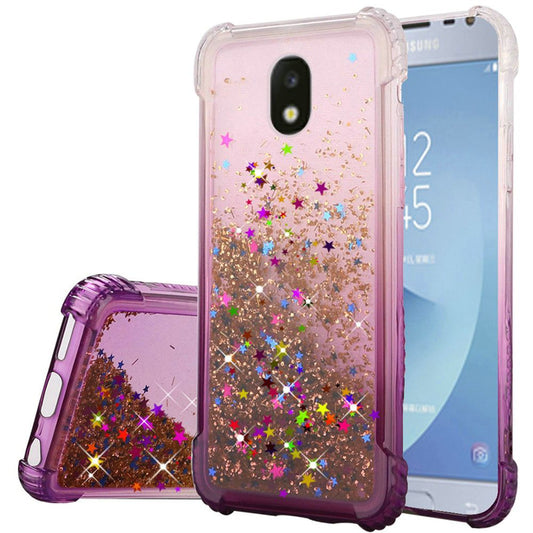 GSA Liquid Glitter Gradient Color Candy Case For Samsung Galaxy J7 (2018), J737, Refine, J7 Star Purple