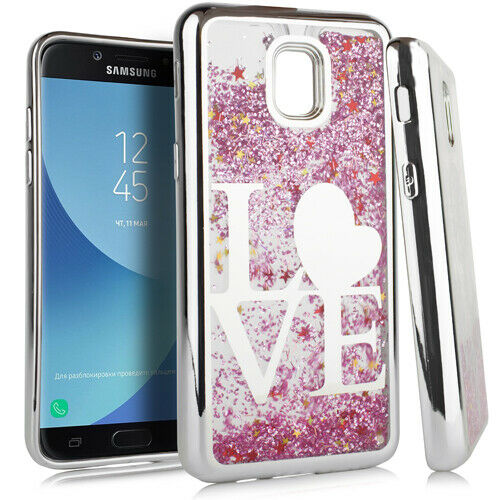 GSA Liquid Glitter LOVE Candy Case For Samsung Galaxy J7 (2018), J737 Silver