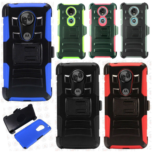 GSA Hybrid Armor Holster Case For Motorola Moto E5 Plus/ E5 Supra  Green/Black