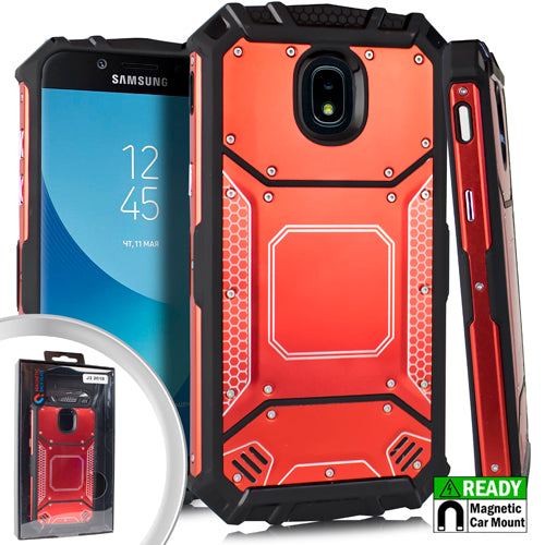 GSA Screw Metal Jacket Hybrid Case For Samsung Galaxy J7 (2018)/J737 Red/Black