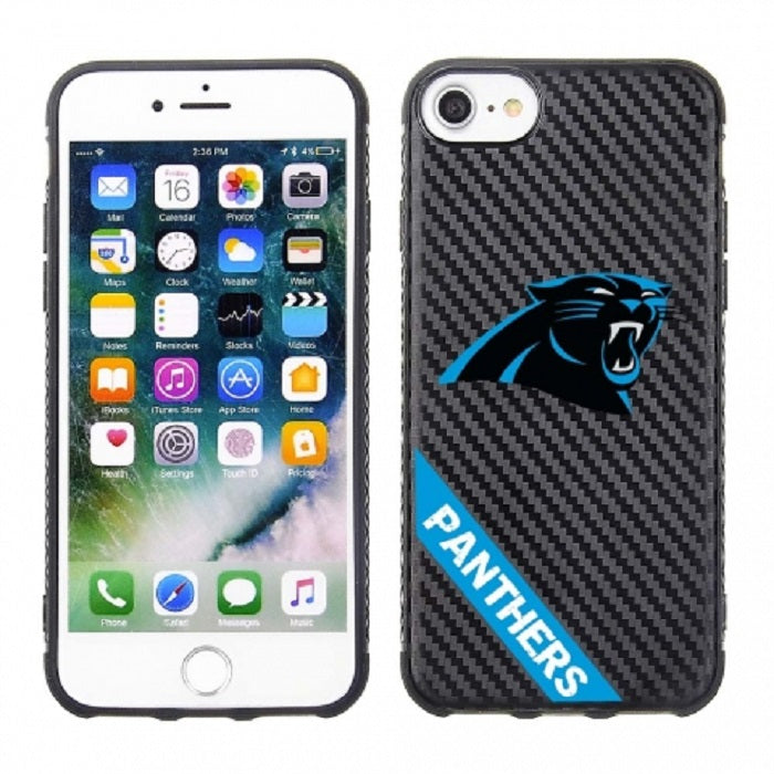 PBG NFL Carolina Panthers Black Carbon Case for iPhone SE (2020), (22), 8, 7, 6 & 6S (4.7")