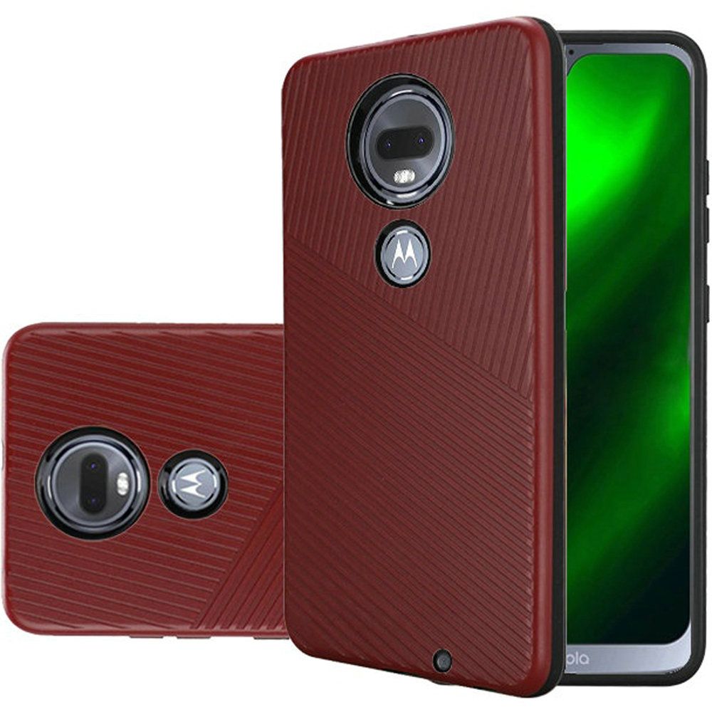 GSA Textured Embossed Lines Case for Moto G7 Power & G7 Supra Red/Black