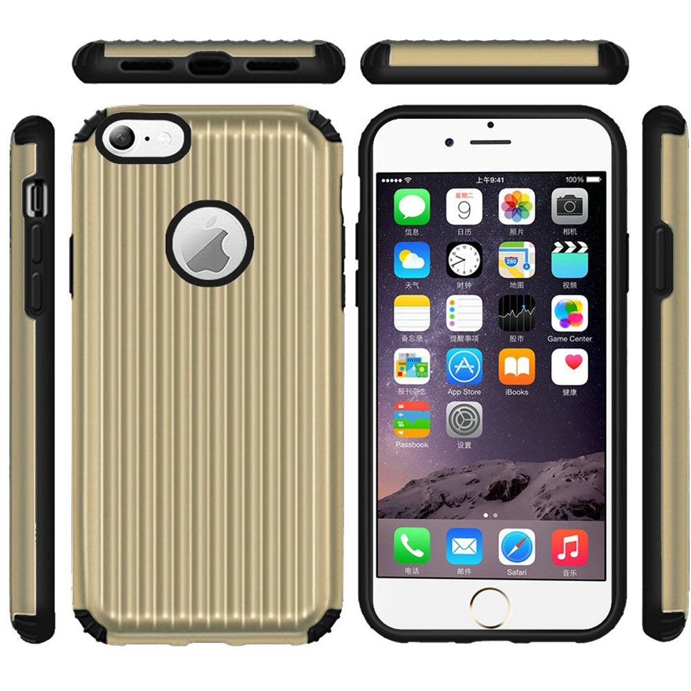 GSA Carry On Slim Dual Hybrid Case For iPhone 6 +, 6S + Gold/Black