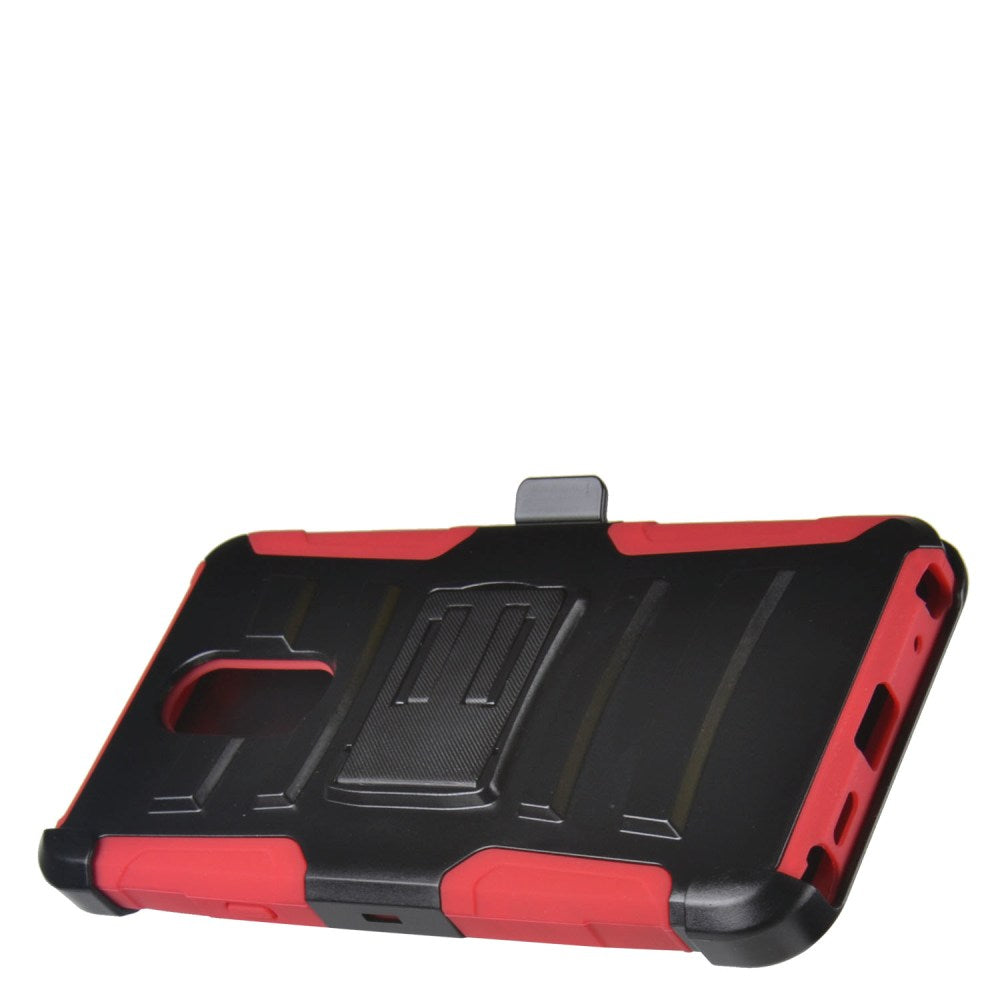 GSA Armor Hybrid Kickstand Case w/Holster For LG Stylo 5 - Black/Red