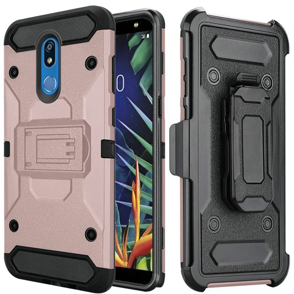 GSA Tactical Holster Case w/Kickstand for LG K40/Harmony 3 - Rose Gold Black