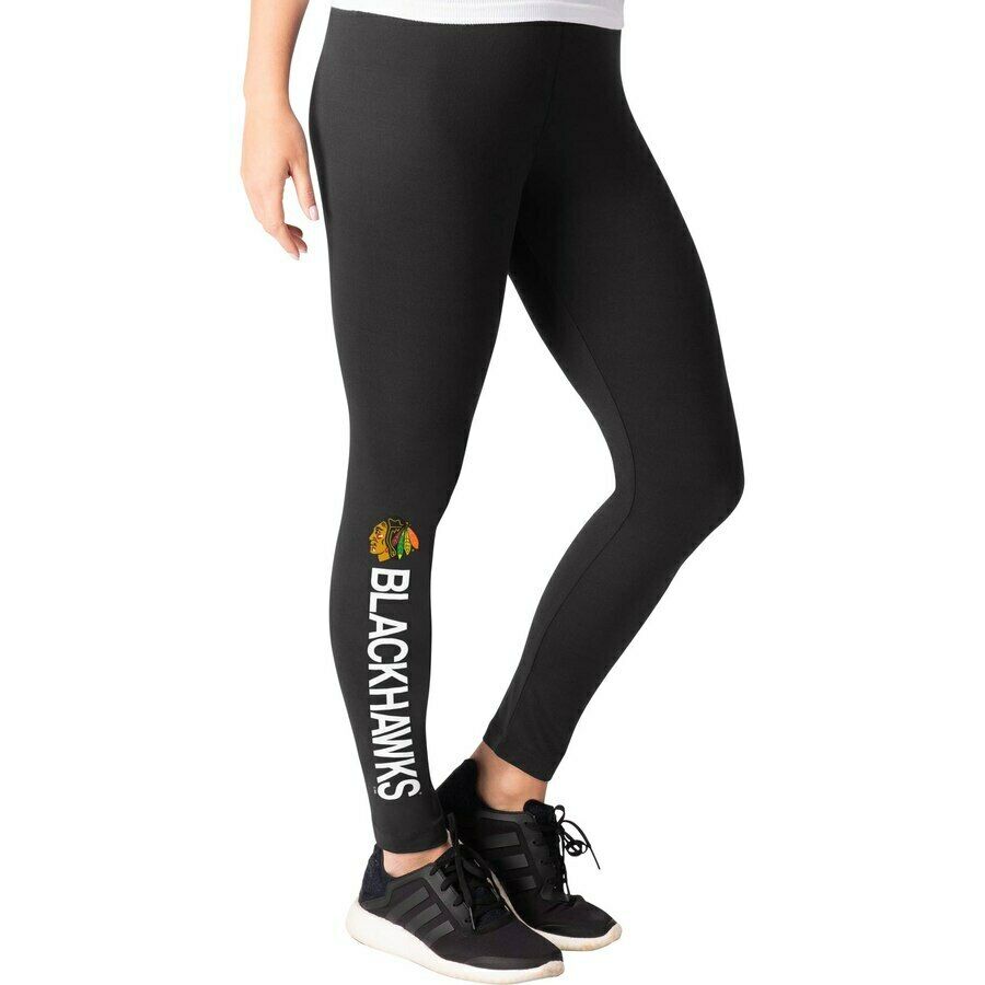 G-lll NHL Chicago Blackhawks Black Leggings with Team Name/Logo X-Large