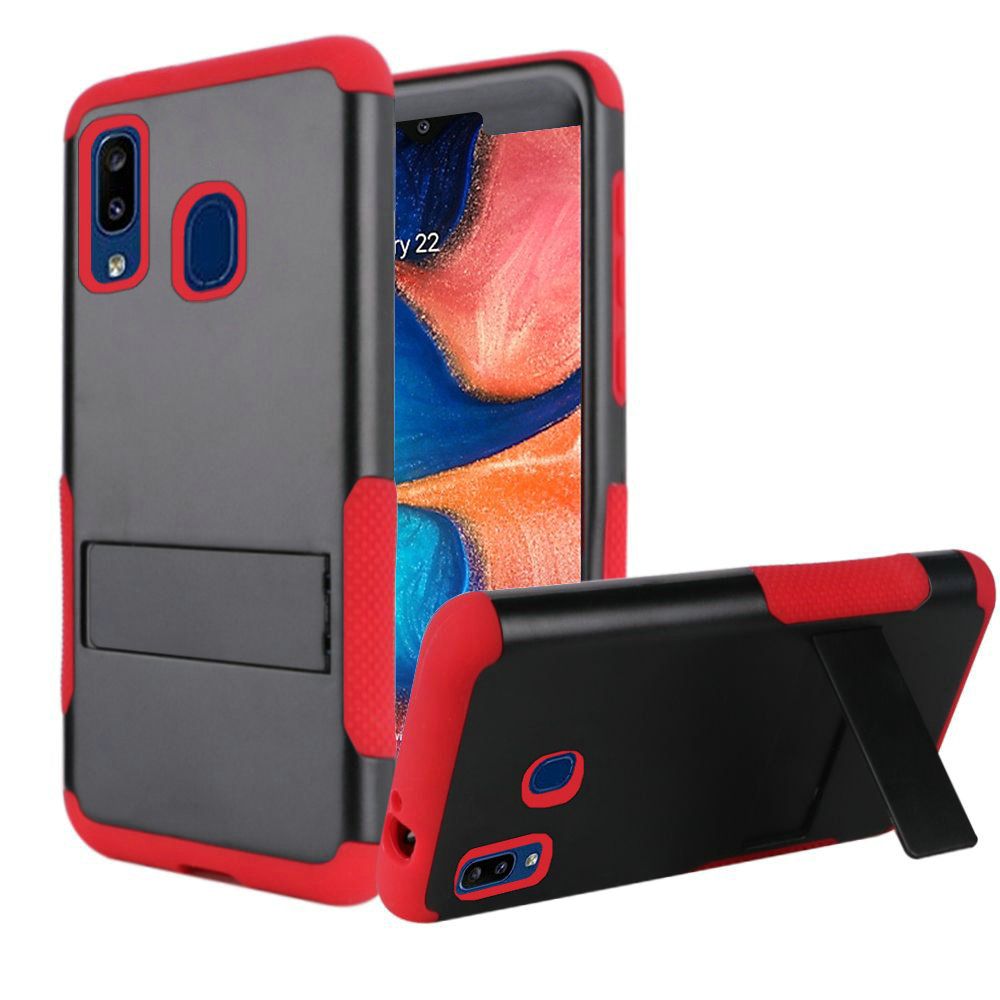 GSA Rugged Snap-On Case w/Kickstand for Samsung Galaxy A20/A50 - Black/Red