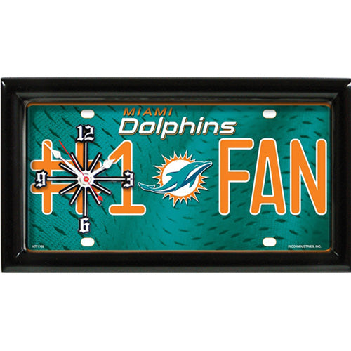GTEI NFL Miami Dolphins #1 Fan Wall/Desk Clock for Home or Office